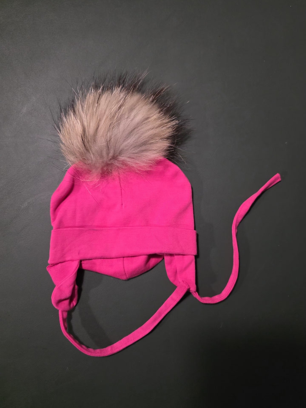 Kids Pink Pom Pom Winter Hat with Ear Flaps